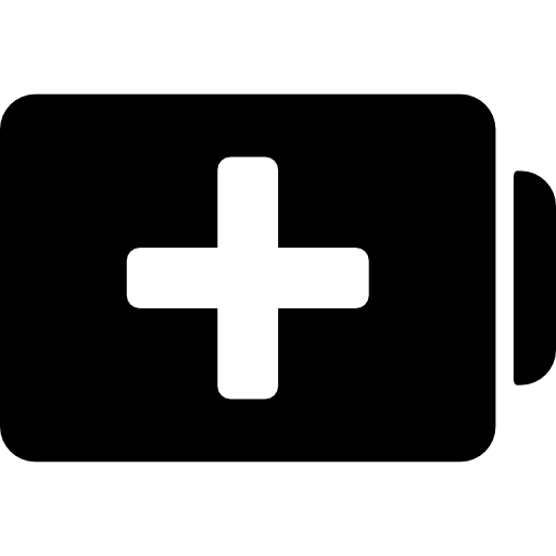 Battery with plus sign